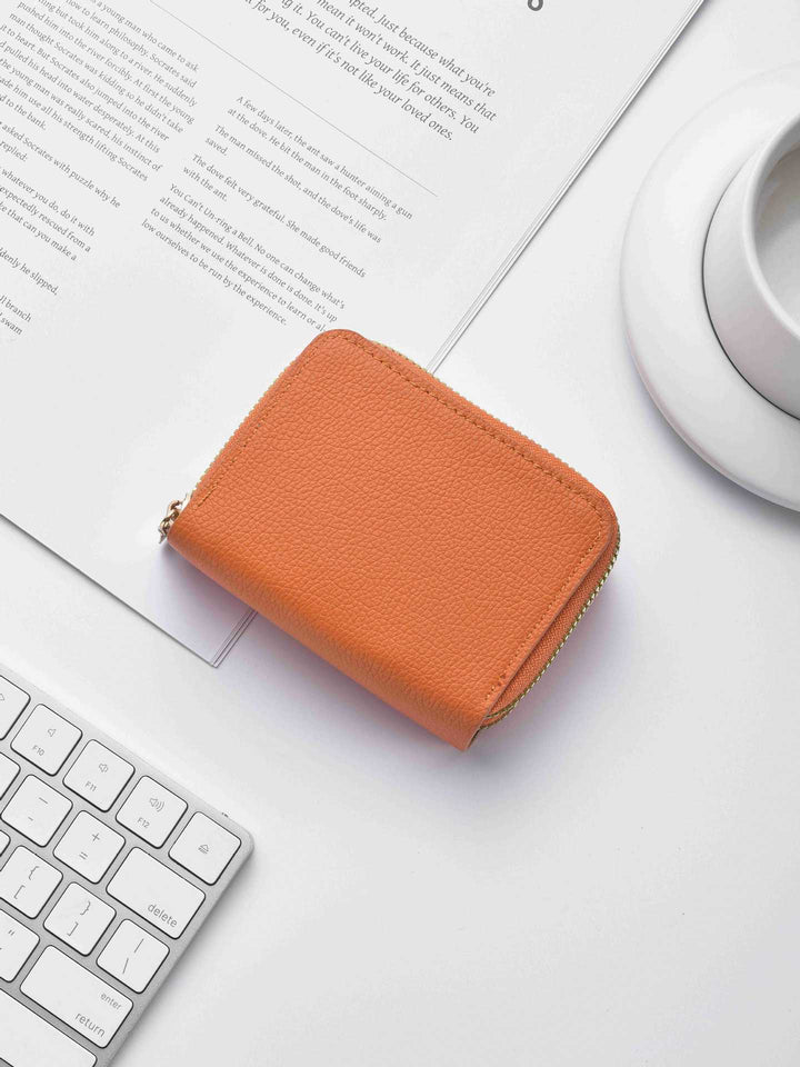 Stylish Textured Leather Zippered Wallet Bowlift