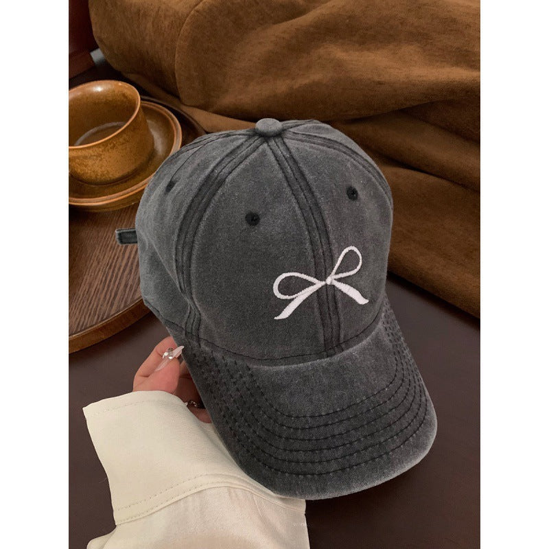 Women's Embroidered Bow Detail Adjustable Baseball Cap Bowlift