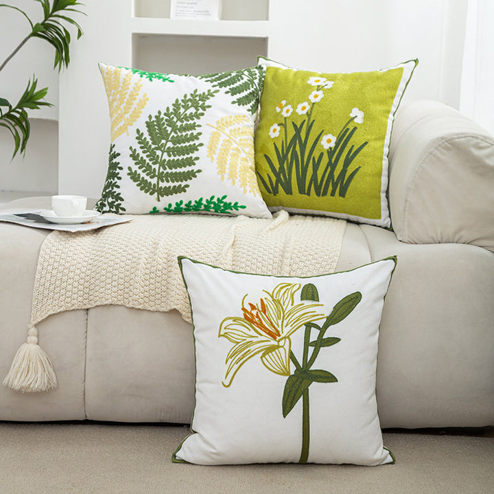 Women Decorative Cushion Cover with Fine Floral Embroidery Bowlift