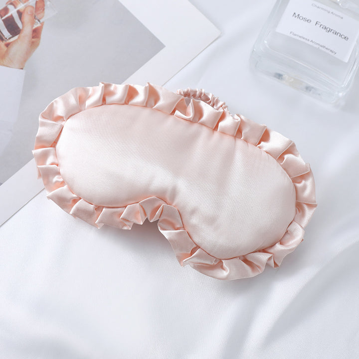 Women's nan satin-gloss eye mask with ergonomic contour, frilled ruffle edge, and gentle padding Bowlift