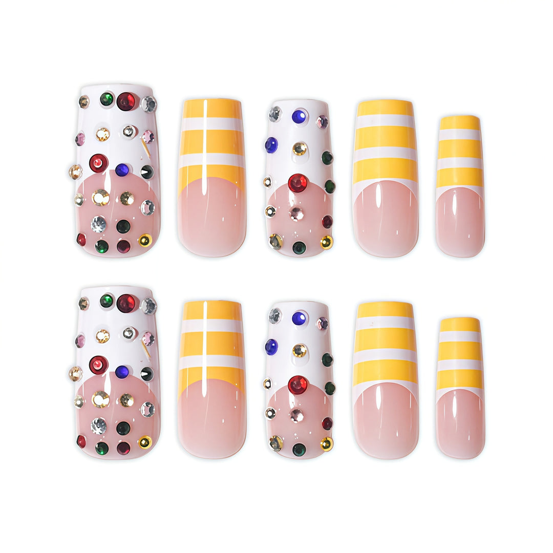 Decorative Long Press-On Nail Set Bowlift