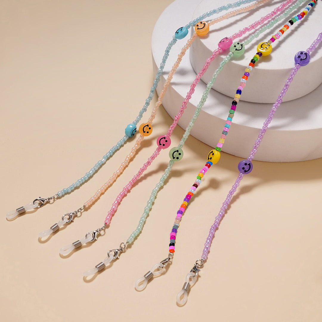 Decorative Smile Beaded Eyewear Chain Bowlift