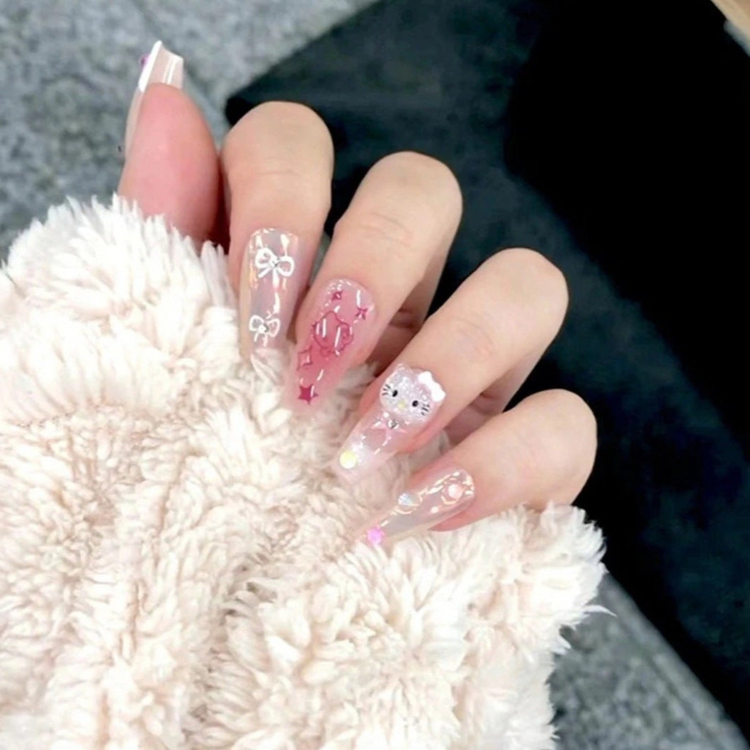 Whimsical Cartoon-Themed Press-On Nail Art Bowlift