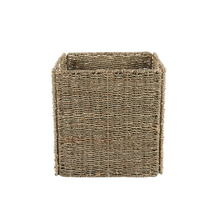 Functional storage basket with natural weave pattern