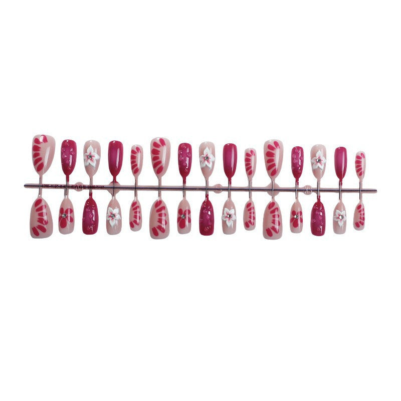 Floral Art Press-On Nail Set with 3D Accents Bowlift