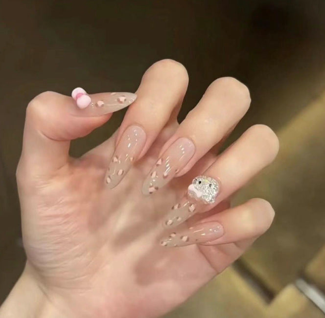 Elegant Long Press-On Nails Set with Artistic Tips Bowlift
