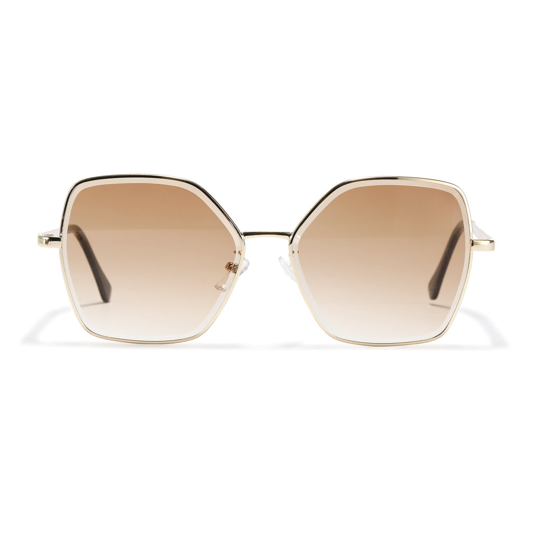 Women geometric sunglasses with fashionable gold frame Bowlift