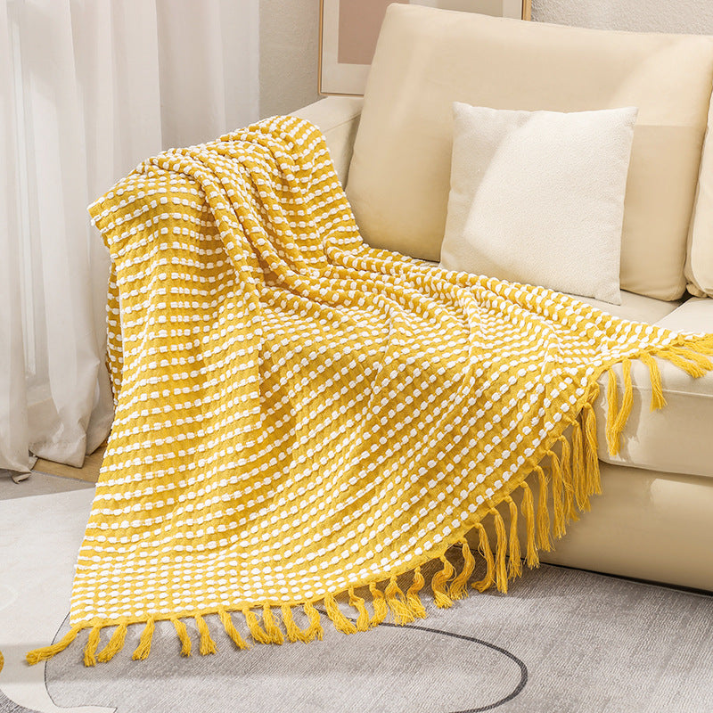 Women's Structured Throw Blanket with Fringes Bowlift