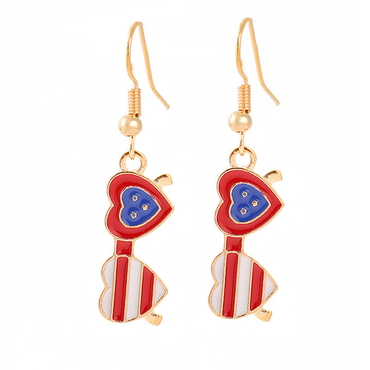 Ladies enamel earrings horseshoe with star stripe motif Bowlift