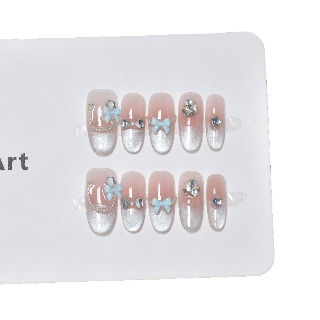 Decorative Press-On Nail Art with 3D Accents Bowlift