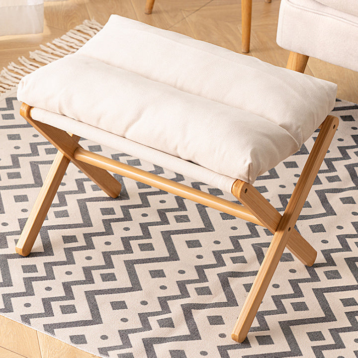 Folding Stool With Comfortable Padding And Sturdy Wooden Frame Bowlift