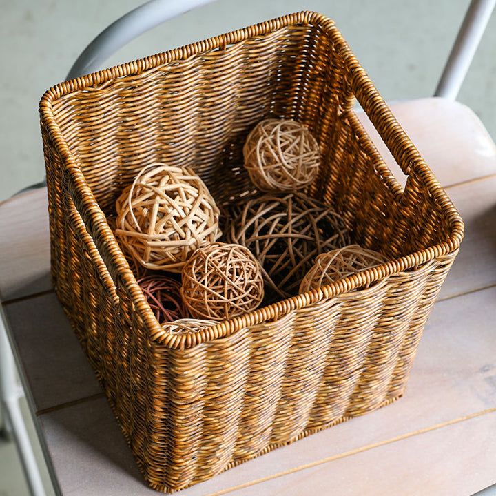 Handwoven Rustic Storage Cube Bowlift