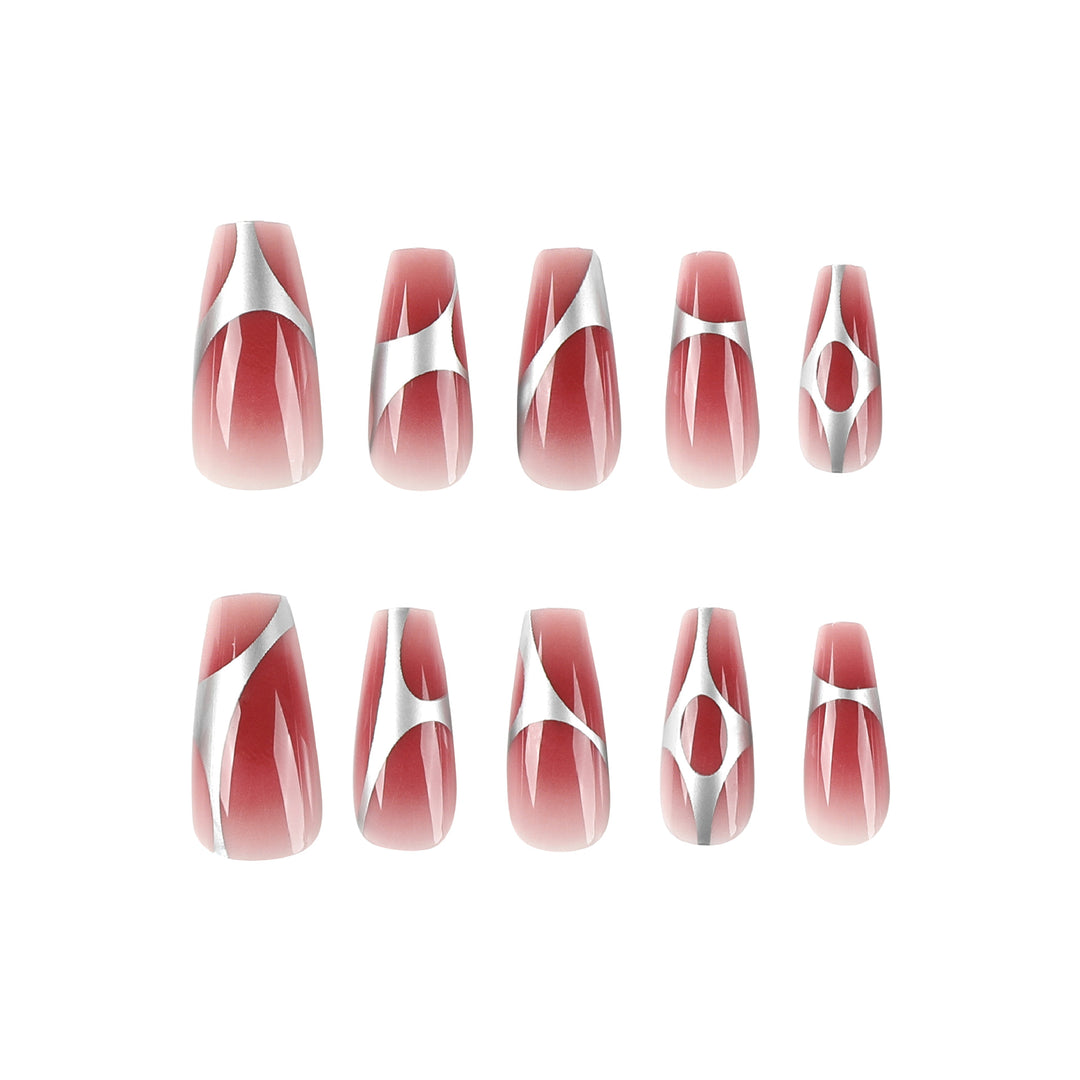 Artificial nail extensions with high-gloss finish and modern design Bowlift