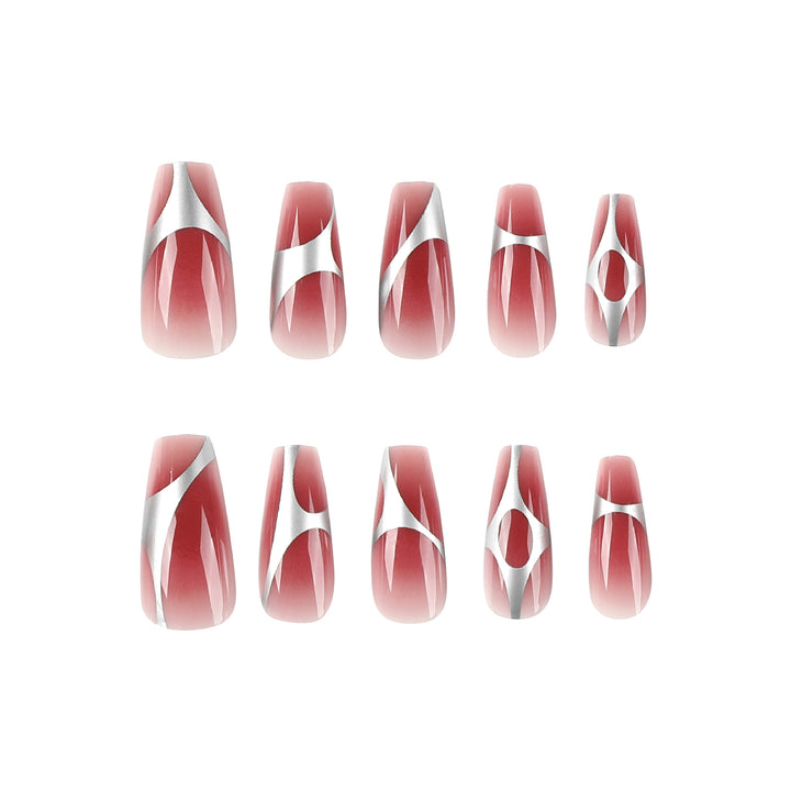 Artificial nail extensions with high-gloss finish and modern design Bowlift