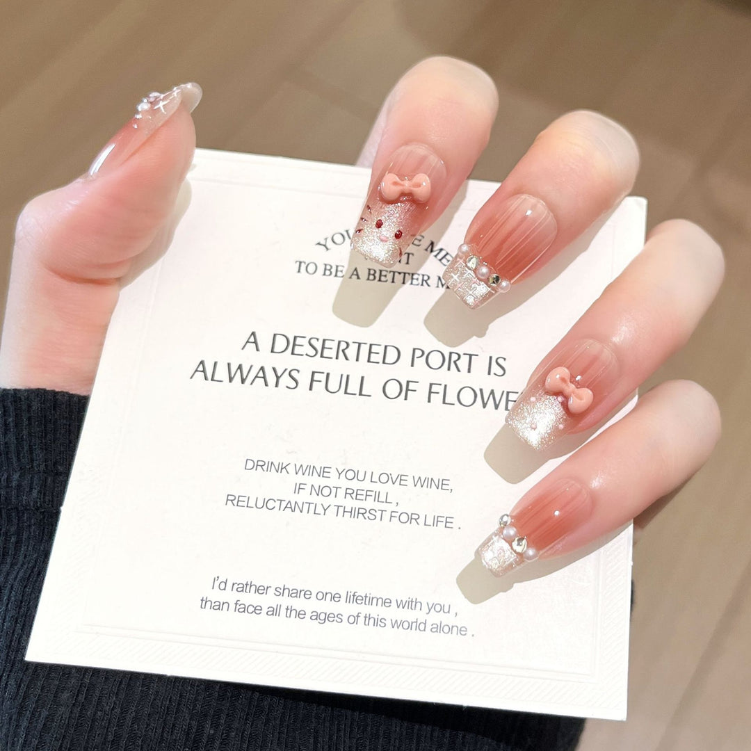 Premium Glittering Press-On Nail Extensions Bowlift