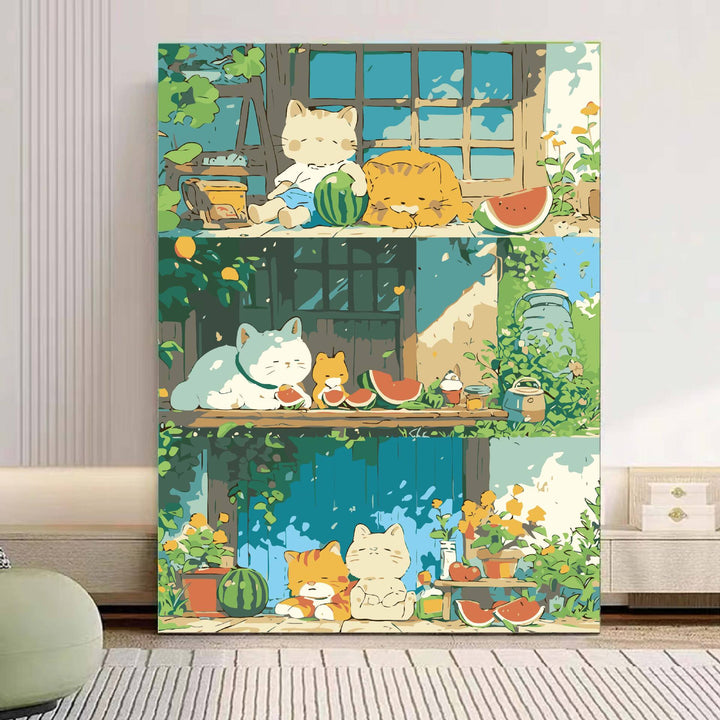 Playful Panda Illustration Canvas Art Bowlift