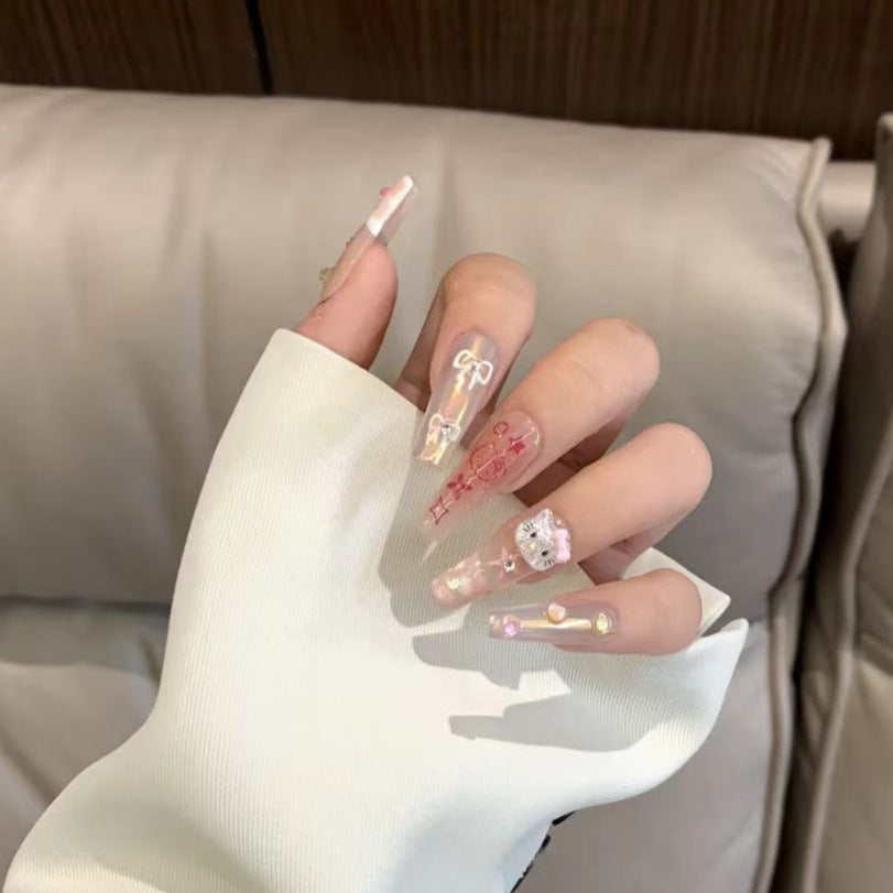 Elegant Stiletto Press-On Nails with Floral Design Bowlift
