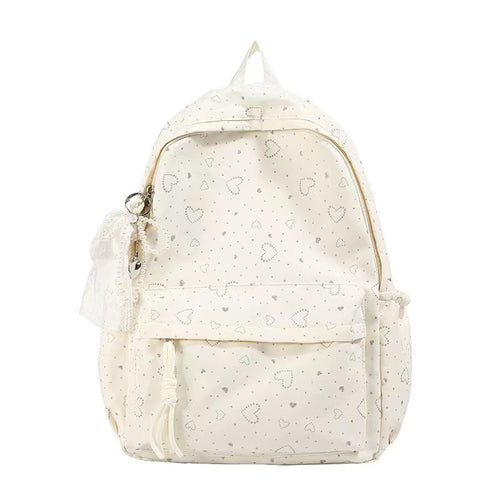 Heart-Embellished Casual Backpack Bowlift