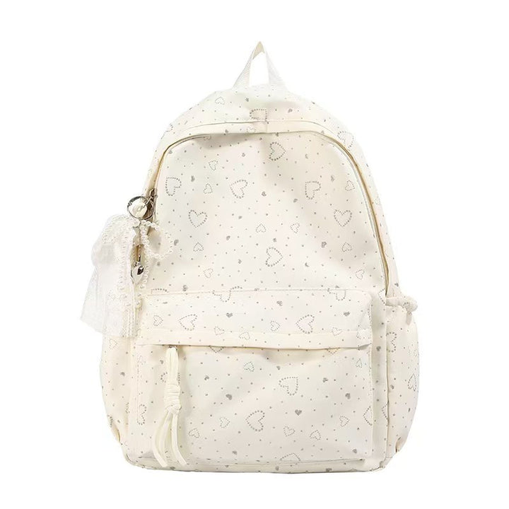 Backpack with Playful Heart Design and Practical Compartments Bowlift