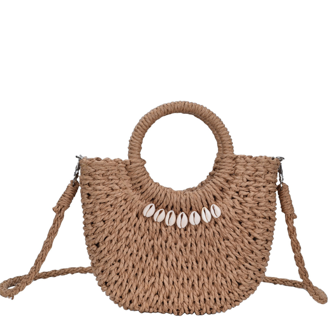 Natural fiber handbag with shell decoration Bowlift