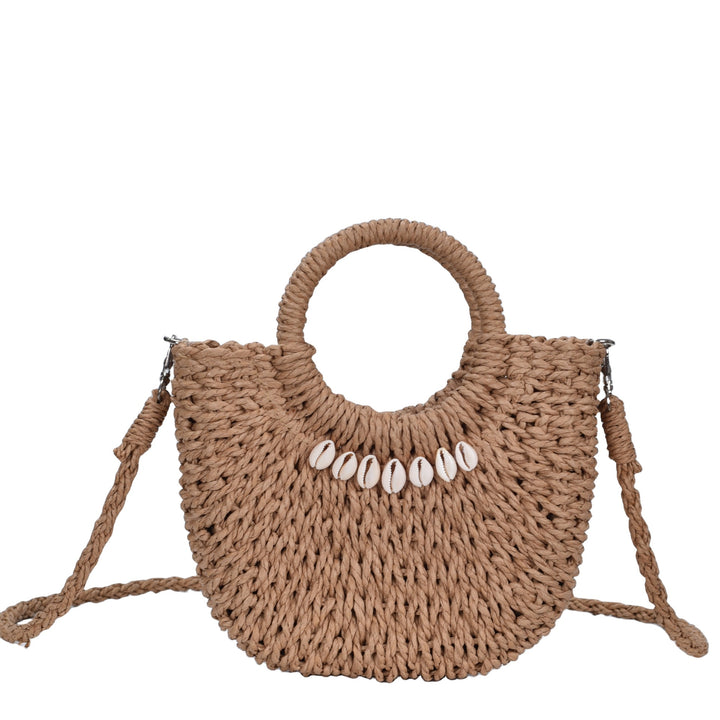 Natural fiber handbag with shell decoration Bowlift