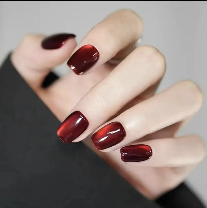 Glossy Red Press-On Nail Set Bowlift