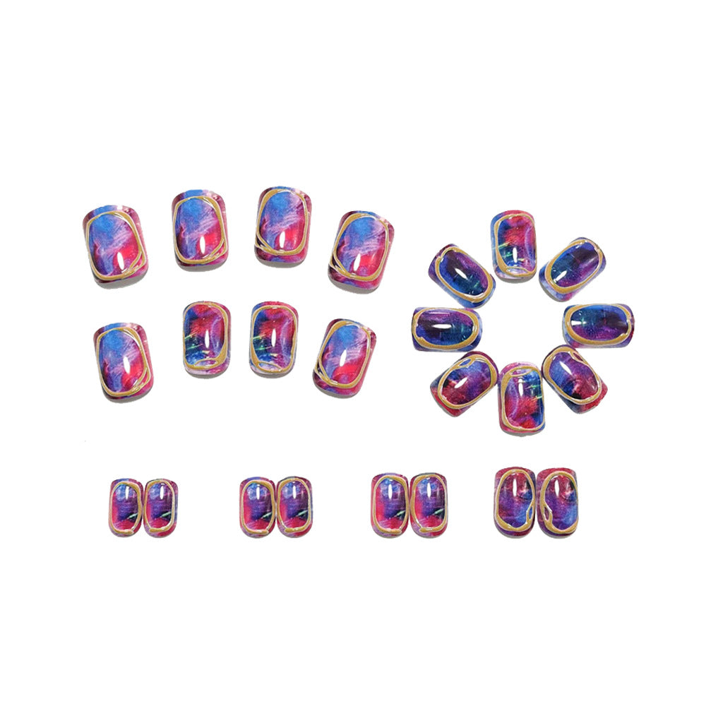 Glamorous artificial nail design with metallic edge Bowlift