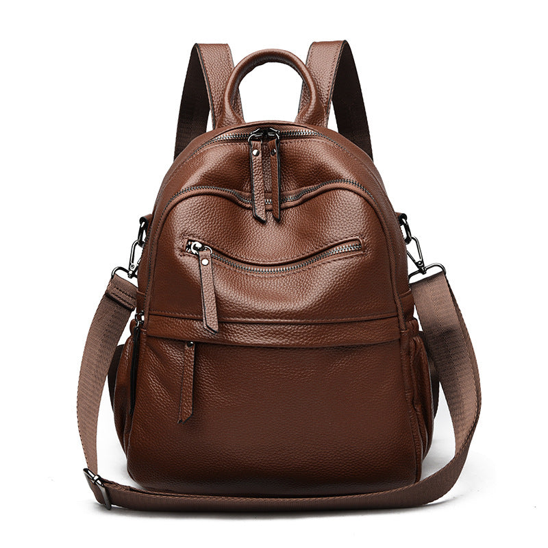 Multi-Functional Textured Leather Backpack Bowlift