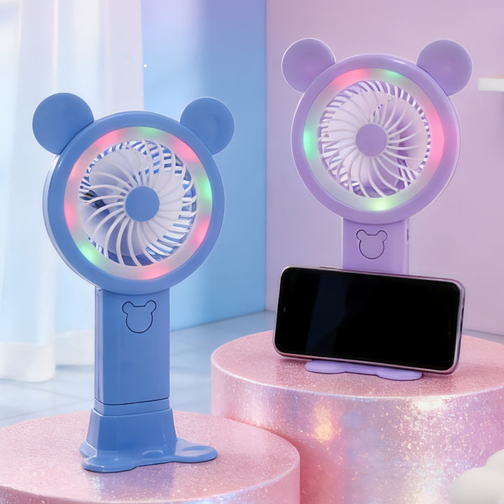 Women's Portable Hand Fan in Cheerful Bear Design Bowlift
