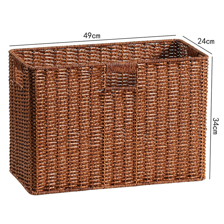 Large Woven Storage Bin with Ergonomic Cutout Handles Bowlift