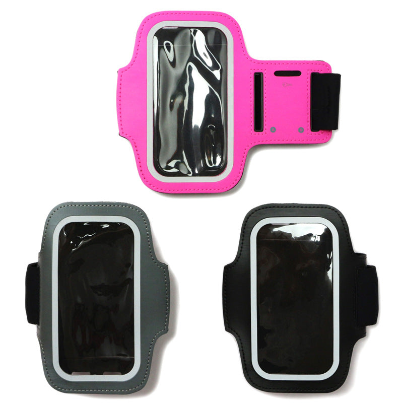 Adjustable reflective running armband with secure smartphone touchscreen pocket Bowlift