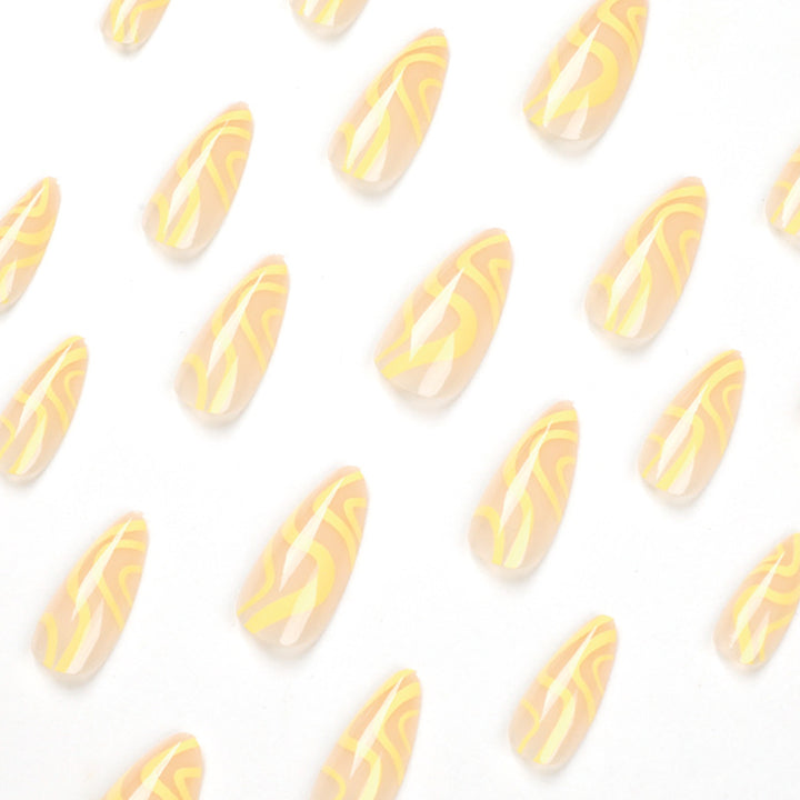 Artful Stiletto Nails with Modern Wave Design Bowlift
