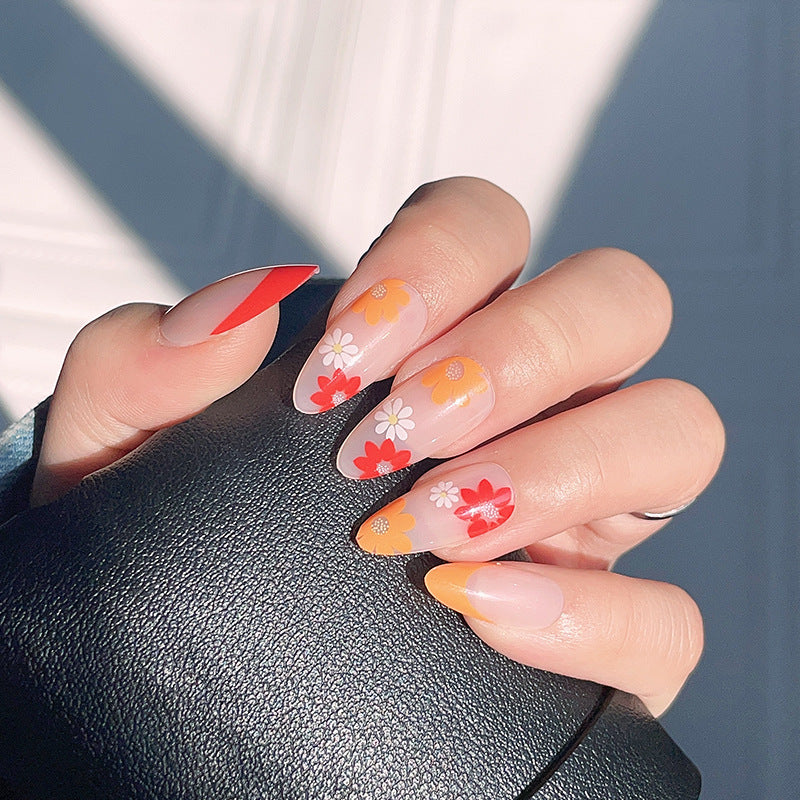 Floral-Designed Press-On Nail Set Bowlift