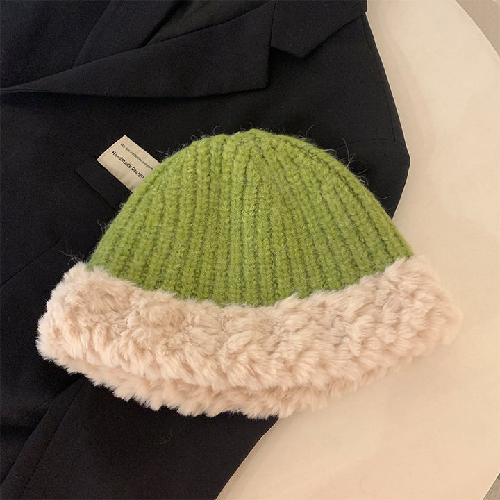 Cozy Knitted Fur Trim Beanie