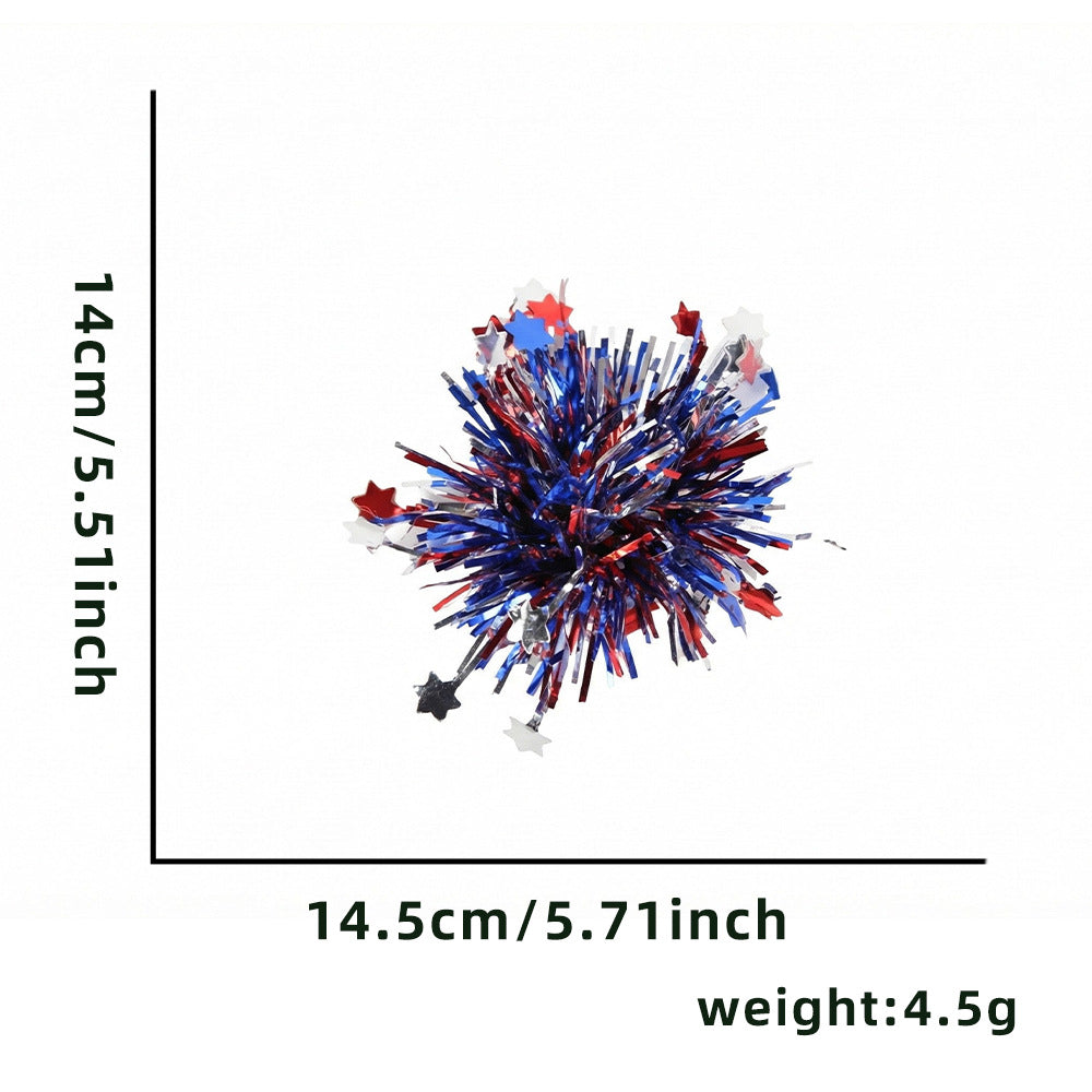 Independence Day sparkly tinsel starburst pom pom cat teaser toy Bowlift