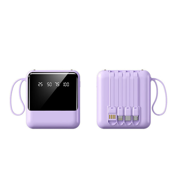 Portable power bank with LED status indicator and integrated cable system Bowlift