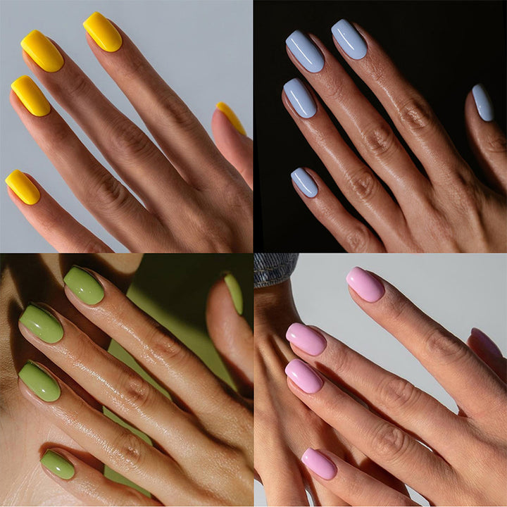 Glossy Press-On Nail Set with Creative Colorful Styles Bowlift