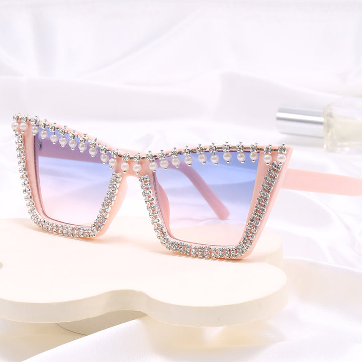 Ladies Glamorous Designer Sunglasses with Sparkling Frame Bowlift