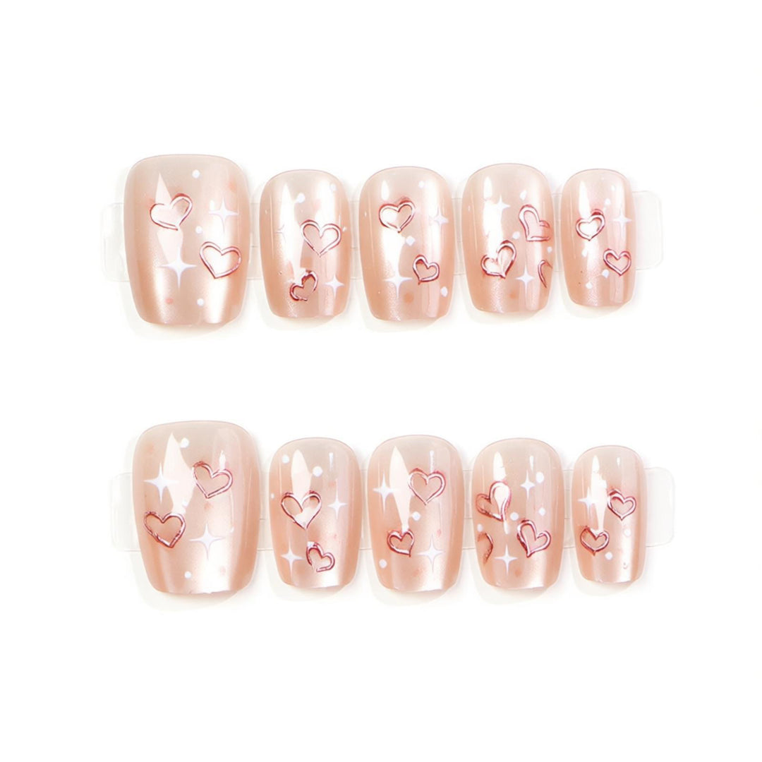 Heart-Embellished Press-On Nails Bowlift