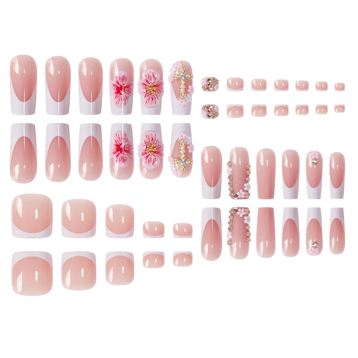 Decorative Floral Acrylic Nail Art Extensions Bowlift