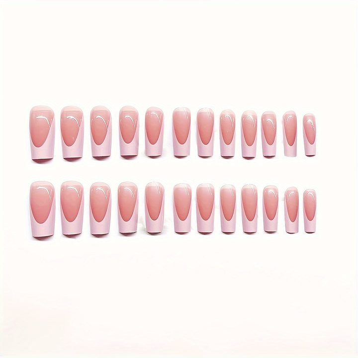 Artistic French Tip Press-On Nail Set with Transparent Design Bowlift