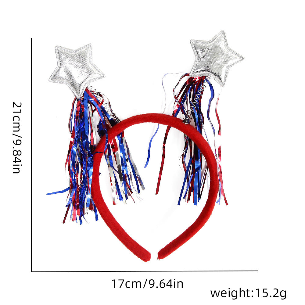 Ladies' festive hairband with pom poms, star embellishments, and glitter tinsel Bowlift