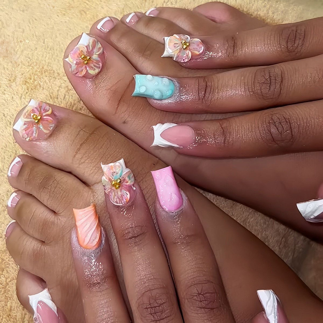 Elegant Floral Nail Art Set Bowlift