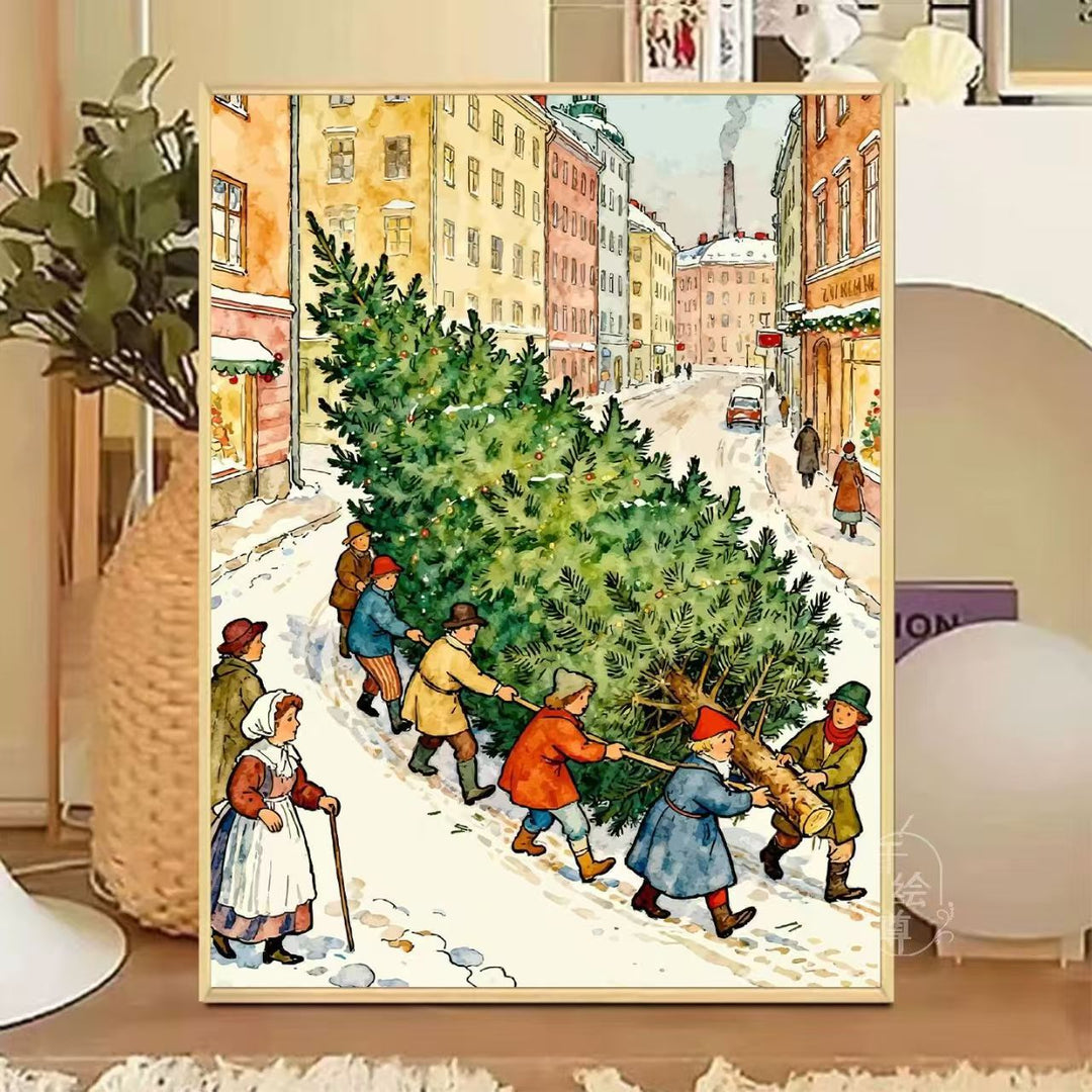 Cozy Winter-Themed Cafe Canvas Art Bowlift