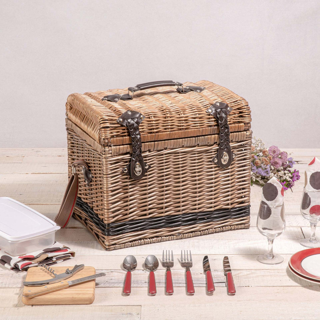 Ladies High-Quality Picnic Basket with Durable Leather Handles Bowlift