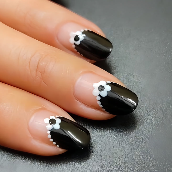 Artistic Floral Tip Press-On Nails Bowlift