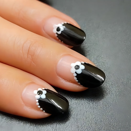 Artistic Floral Tip Press-On Nails Bowlift