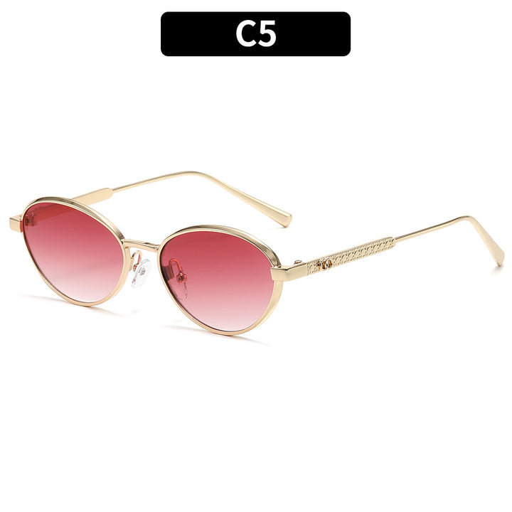 Fashionable Oval Frame Sunglasses with Gradient Lenses