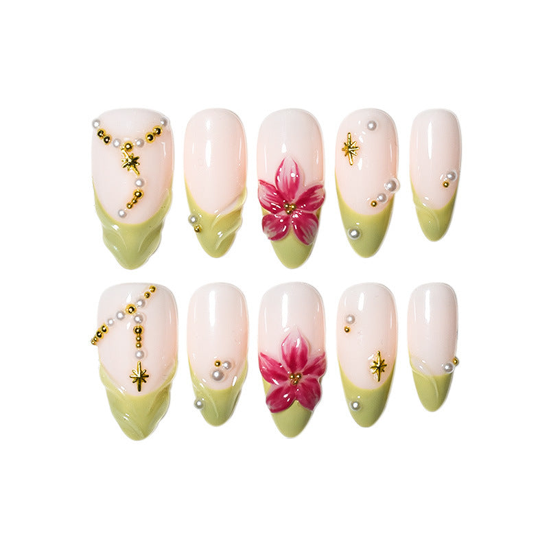 Floral Art Acrylic Nail Extensions Bowlift