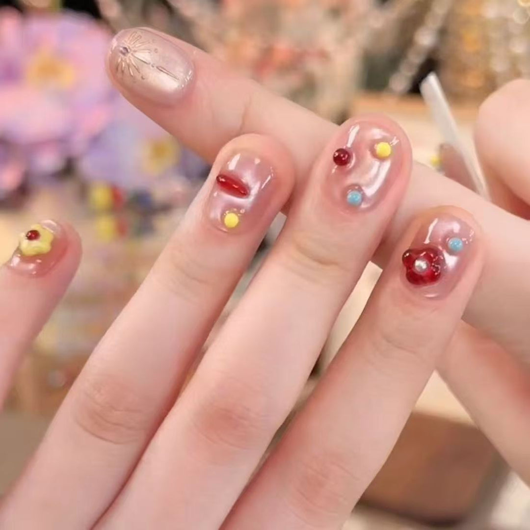Artificial nails with playful decor Bowlift